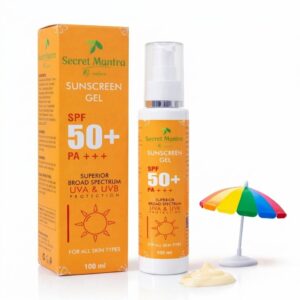 Secret Mantra By nature Sunscreen Gel, SPF 50+ PA+++, Broad Spectrum UVA+UVB Protection, 100 ml