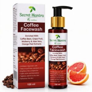 Secret Mantra By nature Coffee Facewash with Coffee Bean, Grape Fruit, Mulberry and Aloe Vera, 100 ml