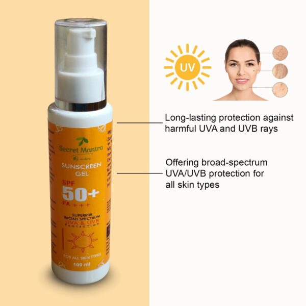 secret mantra by nature spf 50+ sunscreen gel with uva/uvb protection and onion shampoo with vitamin b5, 100ml combo pack