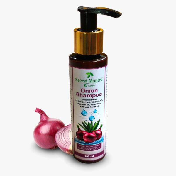 secret mantra by nature onion shampoo with vitamin b5, vitamin b3,aloe vera, wheat germ oil, 100 ml