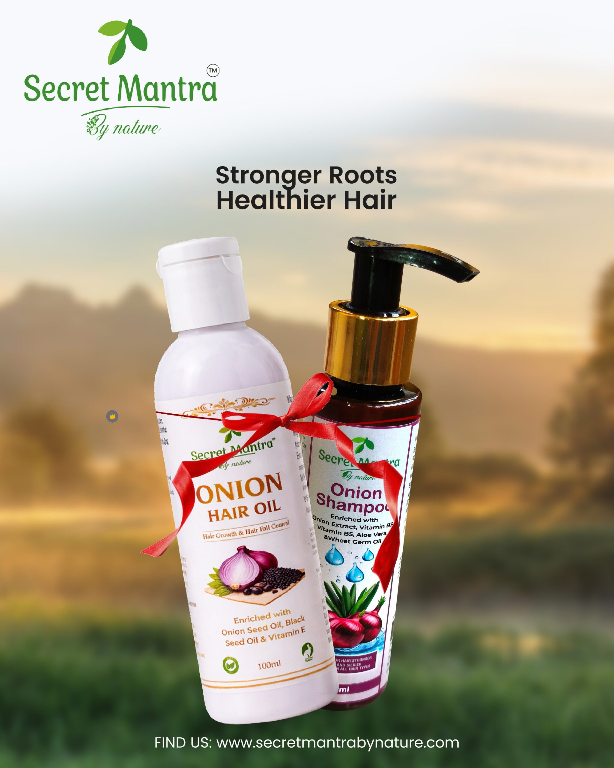 Onion hair oil + Onion Shampoo COMBO. For strong and healthy hair. Reduce hair fall, Scalp nourishment. Daily shine.