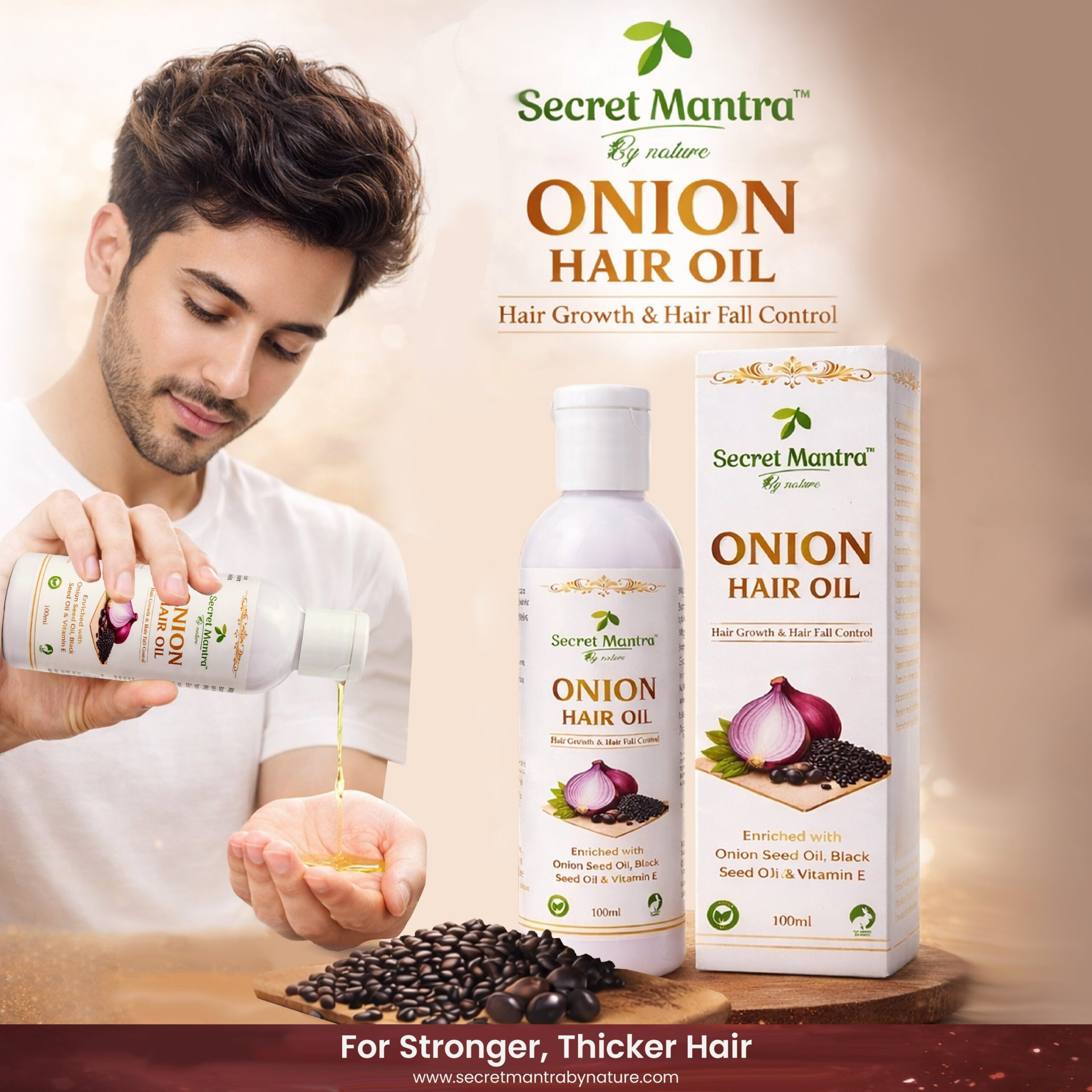 SecretMantra by nature Onion hair oil. Enriched with Jojoba oil, Black seed oil to promote hair growth, Reduce hair fall, Scalp nourishment, 100ml - Image 4