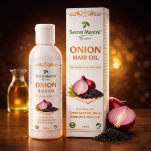 SecretMantra by nature Onion hair oil. Enriched with Jojoba oil,  Black seed oil to promote hair growth, Reduce hair fall, Scalp nourishment, 100ml
